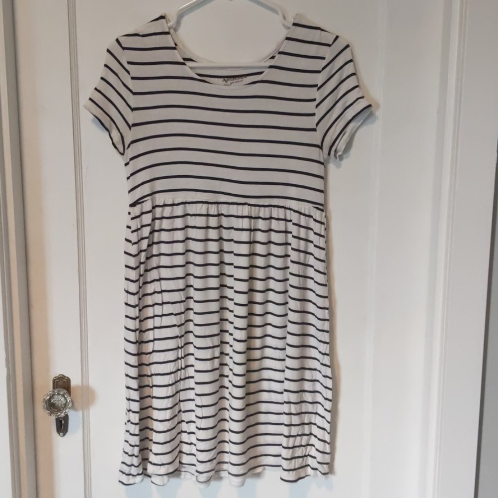 Black and white striped dress